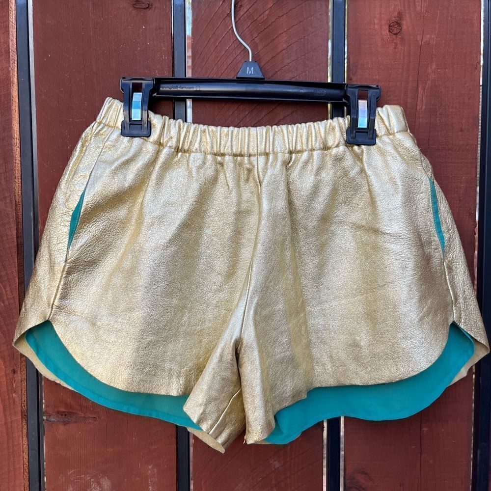 Clover canyon Metallic gold leather shorts with pockets size small